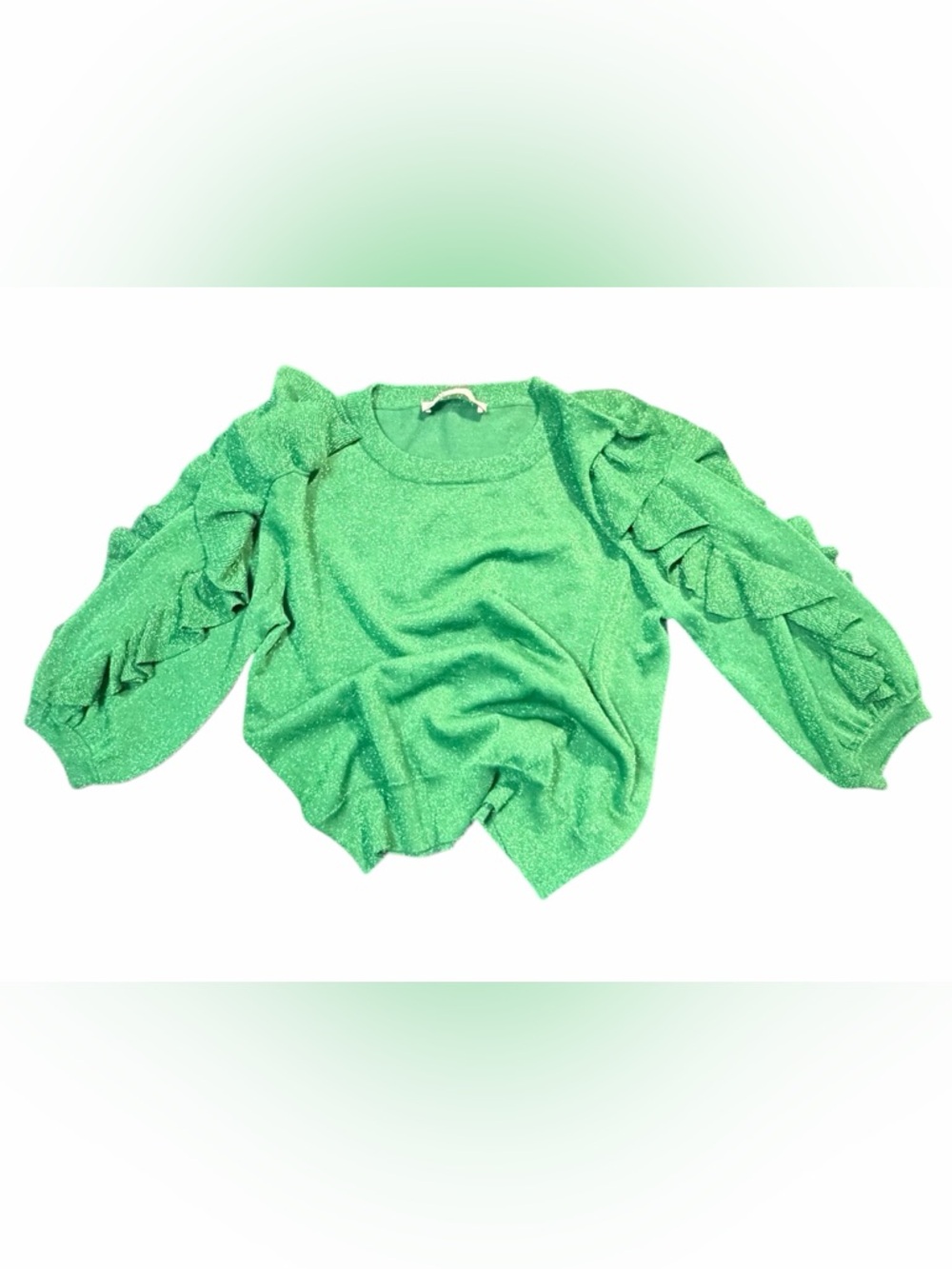 Zara Emerald Metallic Knit Crewneck